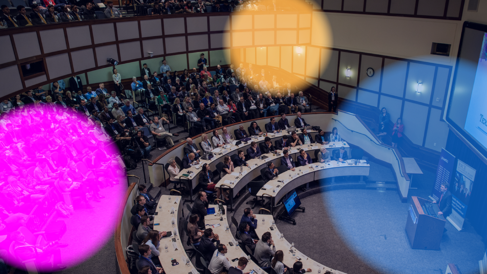 Auditorium with photo overlay