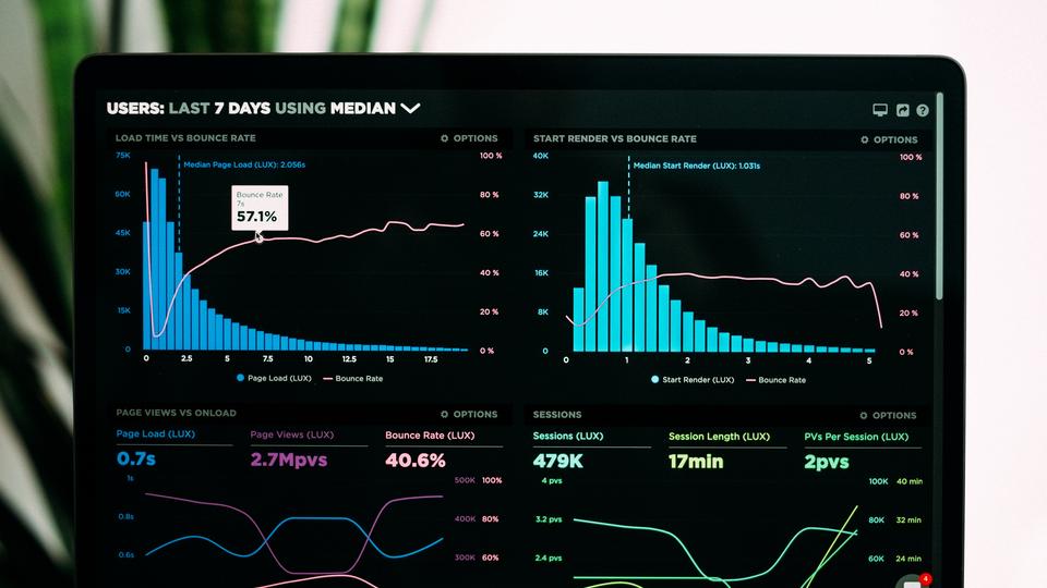 Big Data or blockchain screen with graphs