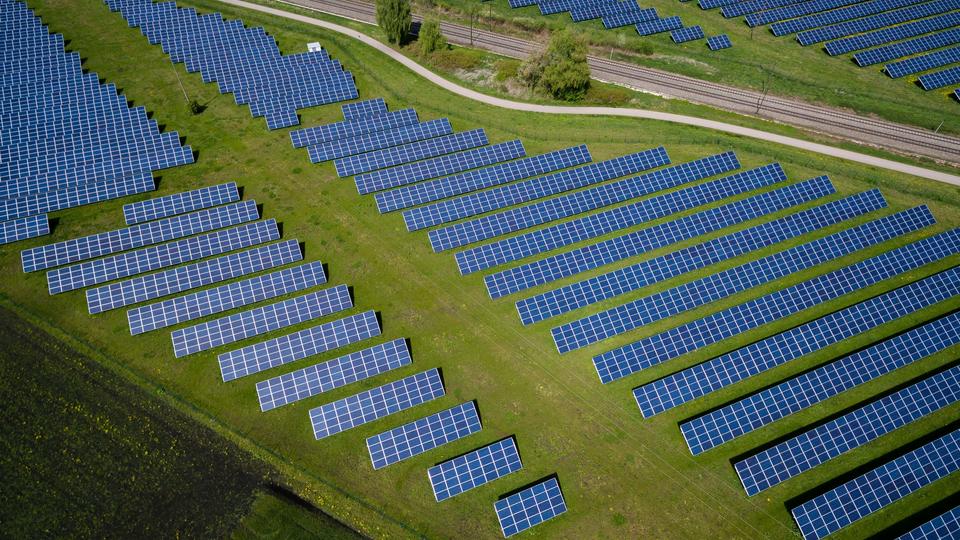 Solar panels in field