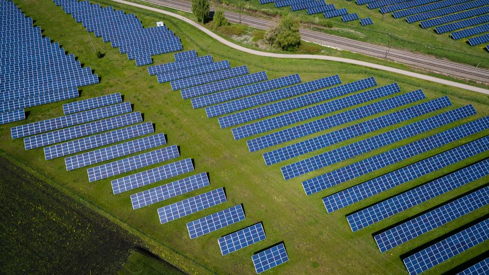 Solar panels in field