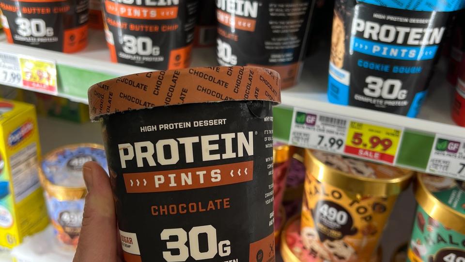 Protein Pints ice cream in store April 2025