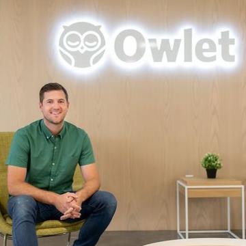 Owlet Light Up sign with Founder 